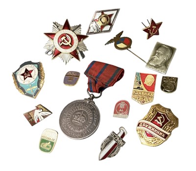 Lot 714 - George V Coronation (Police) medal 1911, named to P.C. T. Bedwell, together with a small group of Soviet badges.