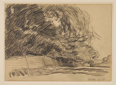 Lot 1142 - *Peter Coker (1926-2004) pencil sketch - Starbotton, inscribed, initialled and dated '69, 33cm x 45cm, in glazed frame