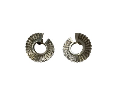 Lot 216 - Pair of Georg Jensen Danish sterling silver abstract swirl earrings with screw back fittings, no. 92.