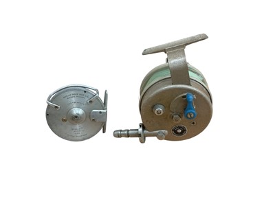Lot 3142 - Hardy 'Sunbeam' fly fishing reel, Orlando Minor fishing reel and a vintage split can fishing rod (3)