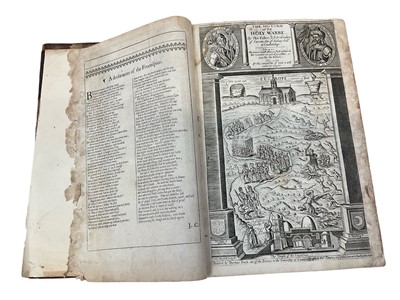 Lot 1351 - James Fuller - History of the Holy Warre, 1651, with map, binding deteriorated, together with La Sainte Bible, David Martin, 1742. (2)