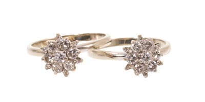 Lot 459 - Pair of diamond cluster rings