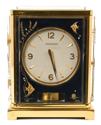 Lot 655 - 1960s Jaeger LeCoultre Atmos black aquarium ‘Marina' clock