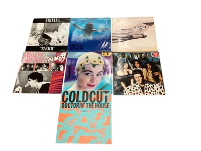 Lot 2708 - Collection of 7 vinyl records, various artists including Beastie Boys, Nirvana, Sham 69, Blur etc, together with 9 singles (16)