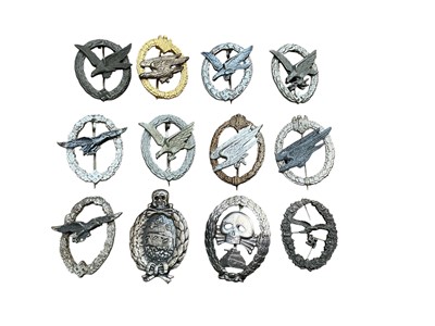 Lot 720 - Collection of twelve Nazi German awards to include Parachute Trooper's badge of the Air Force and other Luftwaffe awards, (12).