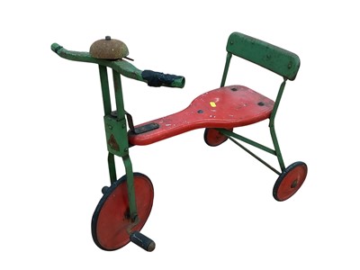 Lot 1987 - Triang vintage metal tricycle, mangle, baby walker and wooden blocks etc. (qty)