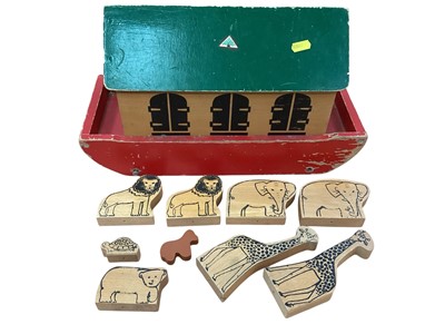 Lot 1989 - Vintage dolls, wooden crib and Noah's Ark (4)