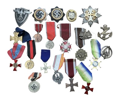 Lot 735 - Group of Nazi German medals and awards to include two German Cross medals.