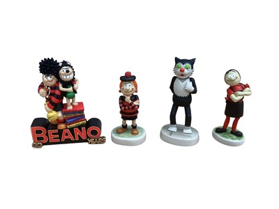 Lot 2317 - Four Robert Harrop Beano and Dandy including limited edition Beano Six 0, Beryl the Peril, Korky the Cat and Minnie the Minx, all boxed
