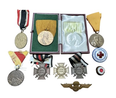 Lot 739 - Group of Imperial German badges and medals to include a Red Cross badge.
