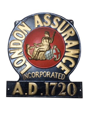 Lot 2973 - London Assurance plaque made from pressed plated steel measuring 30cm x 25cm