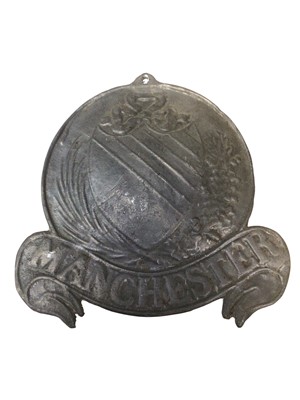 Lot 2974 - Late 19th / 20th century lead insurance plaque for Manchester, 24cm x 25cm