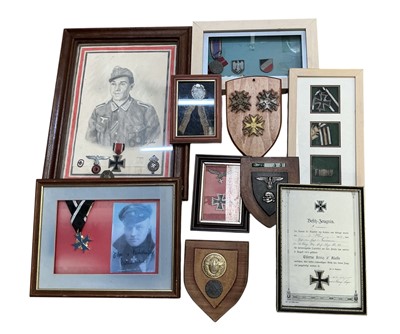 Lot 742 - Group of various Nazi German badges and medals, mostly mounted in frames.