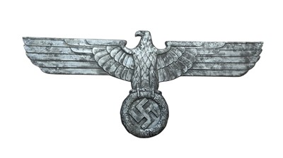 Lot 746 - Large Nazi German metal eagle wall plaque, 88.5cm in width.