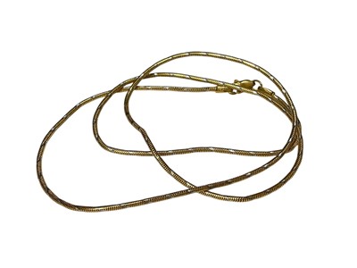 Lot 249 - 18ct yellow gold snake chain with white gold flecks, 46cm long