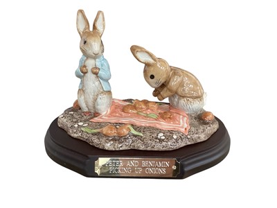 Lot 2323 - Beswick Beatrix Potter limited edition tableau - Peter and Benjamin Picking up Onions, boxed with certificate