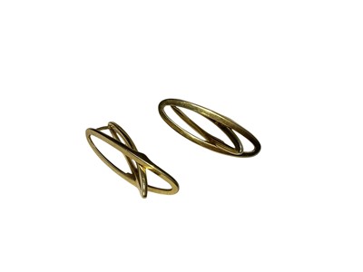 Lot 252 - Pair 9ct gold oval loop criss-cross design earrings