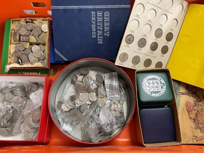 Lot 578 - World - Mixed coins to include G.B. pre 1947 silver (N.B. Estimated face value £9.40), silver 3d's x 141, world mixed silver coins, G.B. currency & others (Qty)