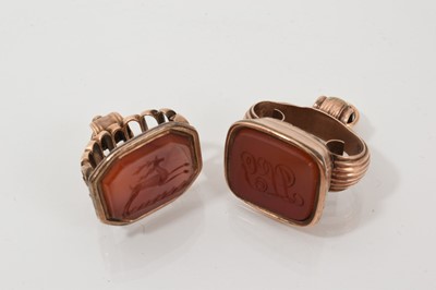 Lot 469 - Two Georgian seals with carved carnelian intaglios