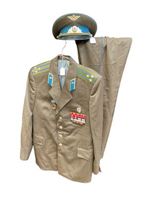 Lot 765 - Cold War era Soviet Russian military uniform, comprising jacket, trousers and cap.
