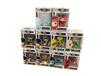 Lot 2866 - Box of Marvel Funko Pop's to include Marvel 80 Years Angel #506, Beast #505, Marvel Girl #503, Cyclops #502, Iceman #504, Deadpool #546, Wolverine #547, Scarlet Witch #552, Vulture #594 and Blac...