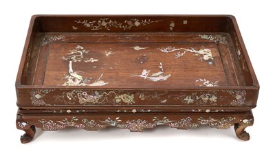 Lot 764 - 19th century Chinese mother of pearl inlaid wood stand