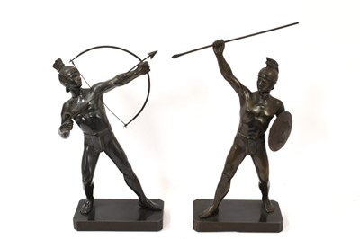 Lot 802 - Pair of Art Deco bronzed Ancient Greek warriors