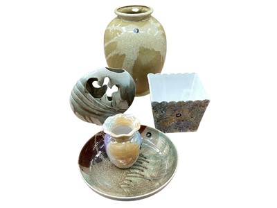 Lot 2331 - Three John Bordeaux studio pottery vases, together with a planter and a dish (5)