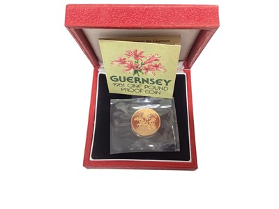 Lot 582 - Guernsey - Royal Mint gold proof Piedfort One Pound Coin 1981 (N.B. 22ct, weight 16gms, in case of issue with Certificate of Authenticity) (1 coin)