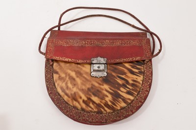 Lot 772 - Late 18th century English leather and tortoiseshell handbag purse