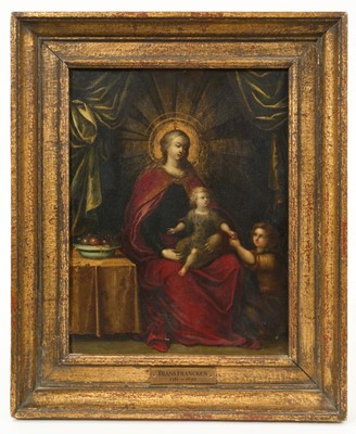 Lot 850 - 17th century Continental oil on copper Virgin and Child and John the Baptist