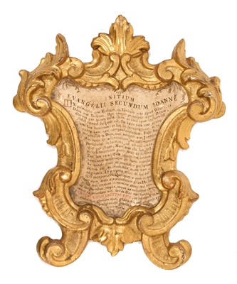 Lot 760 - 18th century Italian Florentine carved and giltwood altar card or cartagloria