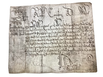 Lot 1171 - Medieval vellum document inscribed in ink