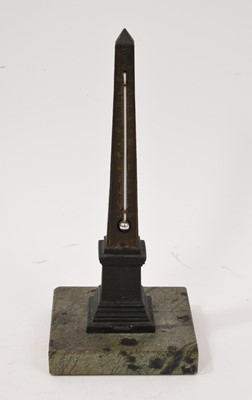 Lot 768 - 19th century Grand Tour bronze and marble Luxor Obelisk desk thermometer
