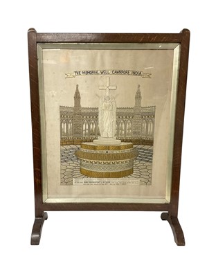 Lot 821 - Large 19th century Anglo Indian finely embroidered silk panel