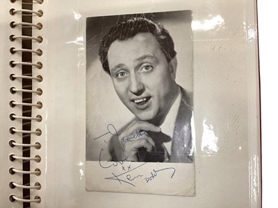Lot 1155 - Postcards - Film & TV stars (red album), some hand signed, Ken Dodd, Frankie Vaughan, Silent Movie Actor Lionelle Howard, Gregory Scott etc. (Approx. 24)