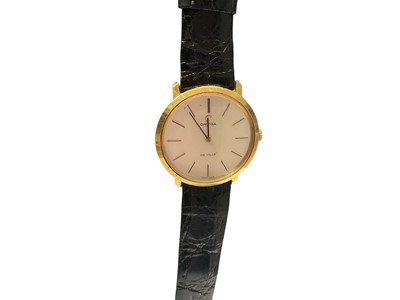 Lot 103 - Omega De Ville gold-plated wristwatch with manual wind movement in circular gold-plated case with stainless steel back, 33mm diameter, on a replacement black leather strap
