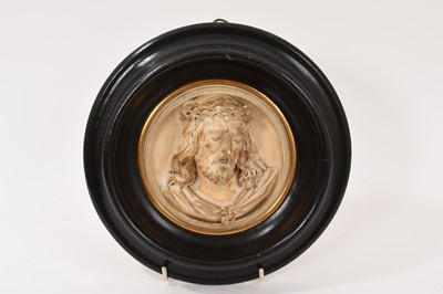 Lot 765 - 19th century French relief roundel of Christ