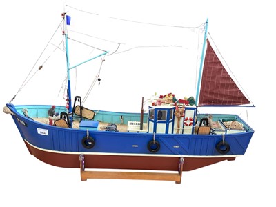 Lot 2984 - Scratch built wooden trawler fishing boat Roc Amadour Bordeaux with Futaba FP-T2GS remote control (not tested) on wooden stand (1)