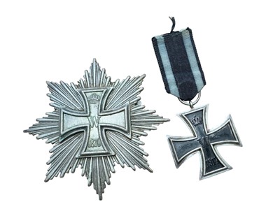 Lot 790 - First World War Imperial German Iron Cross (Second Class), together with an Imperial German Star of the Grand Cross of the Iron Cross, (2).