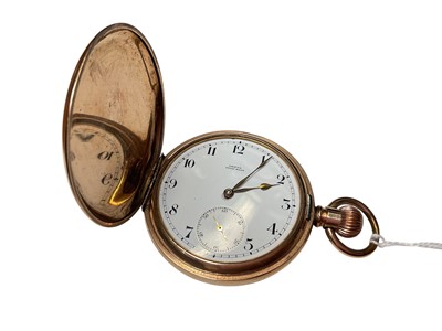 Lot 150 - Omega gold-plated full hunter pocket watch