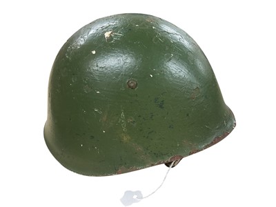 Lot 957 - Russian steel helmet with leather liner and Continental bayonet with scabbard (2)