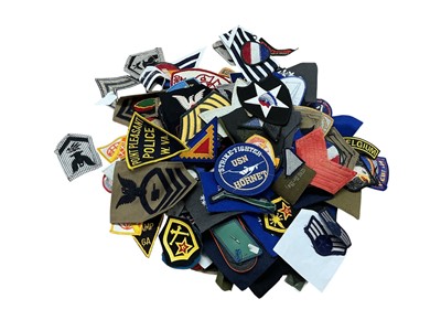 Lot 802 - Collection of various mainly American cloth military badges, (1 box).