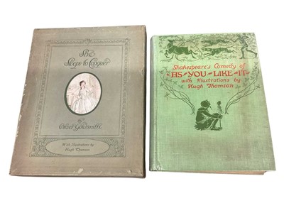 Lot 1391 - Hugh Thomson (Illustrator), Goldsmith - She Stoops to Conquer, ornate cloth binding and original box case, together with As you Like it, illustrated by Thomson
