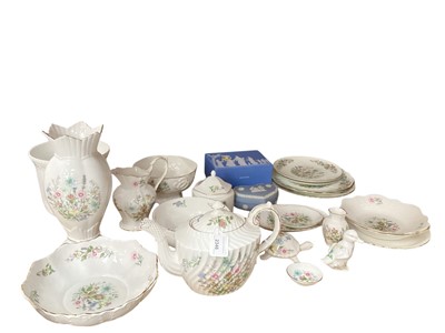 Lot 2346 - Collection of Aynsley Wild Tudor pattern china including teapot, jug, vase, bowls etc, together with a Wedgwood trinket box and miniature tea ware