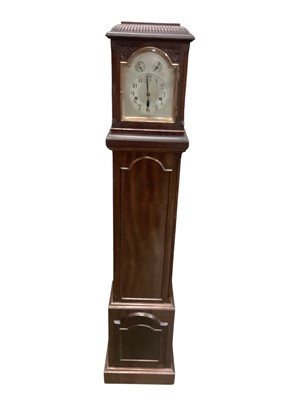 Lot 3095 - Edwardian Grandmother clock with silvered dial
