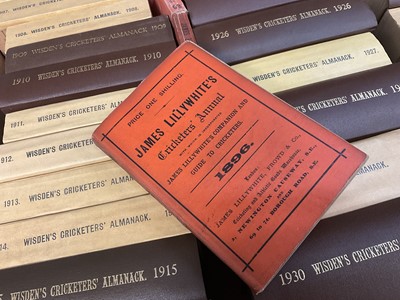 Lot 1405 - Wisden's Cricketer's Almanack 1902-1931 (1905, 1906, 1916-1919 missing), some rebound, together with James Lillywhite's annual 1889, 1896 and 1896 (1 box)