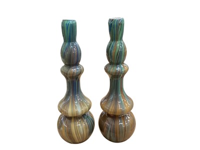 Lot 2204 - Pair of large Murano style Peacock vases, 46cm high