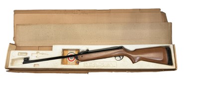 Lot 1011 - Vintage BSA Meteor .22 calibre break action air rifle, (the metalwork retaining almost all factory finish), together with original cardboard box with polystyrene interior.