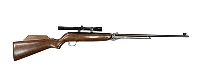 Lot 1012 - Vintage Webley Mark 3 .22 calibre under lever air rifle, (the metalwork retaining almost all factory finish) and stamped 'B430' together with a Webley 4 x 30 scope, in a sheep skin lined vinyl g...